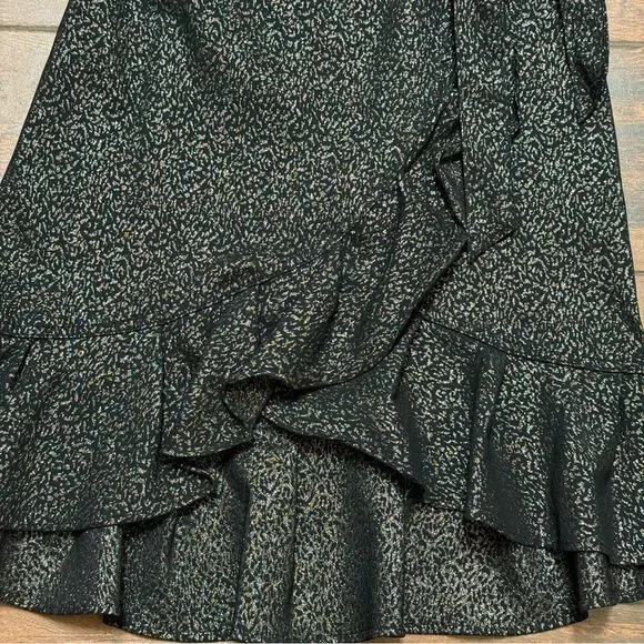 Calvin Klein Faux Wrap Dress Black Metallic Ruffle Hem Stretch Dress Sz 6 NWT - Picture 9 of 11